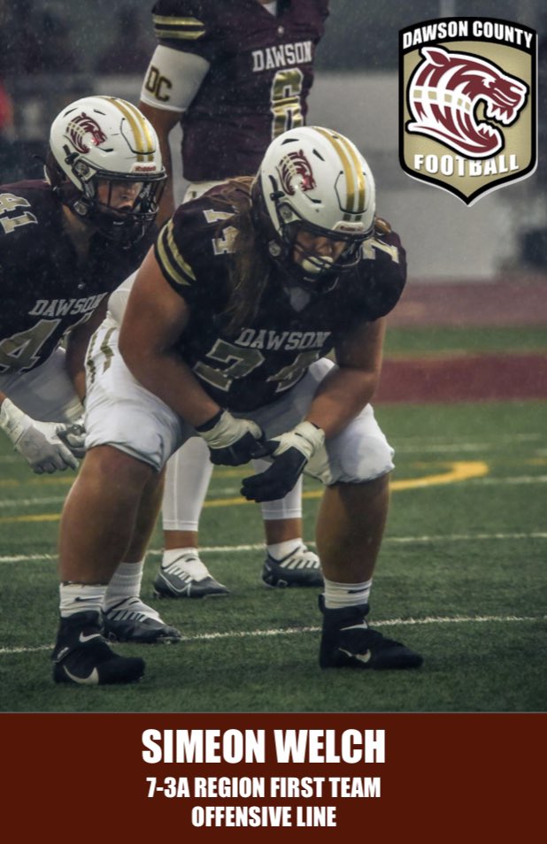 football_dawson's tweet photo. Congrats to @WelchSimeon on being named 1st Team OL for region 7AAA https://t.co/E4tY2Oy4xN