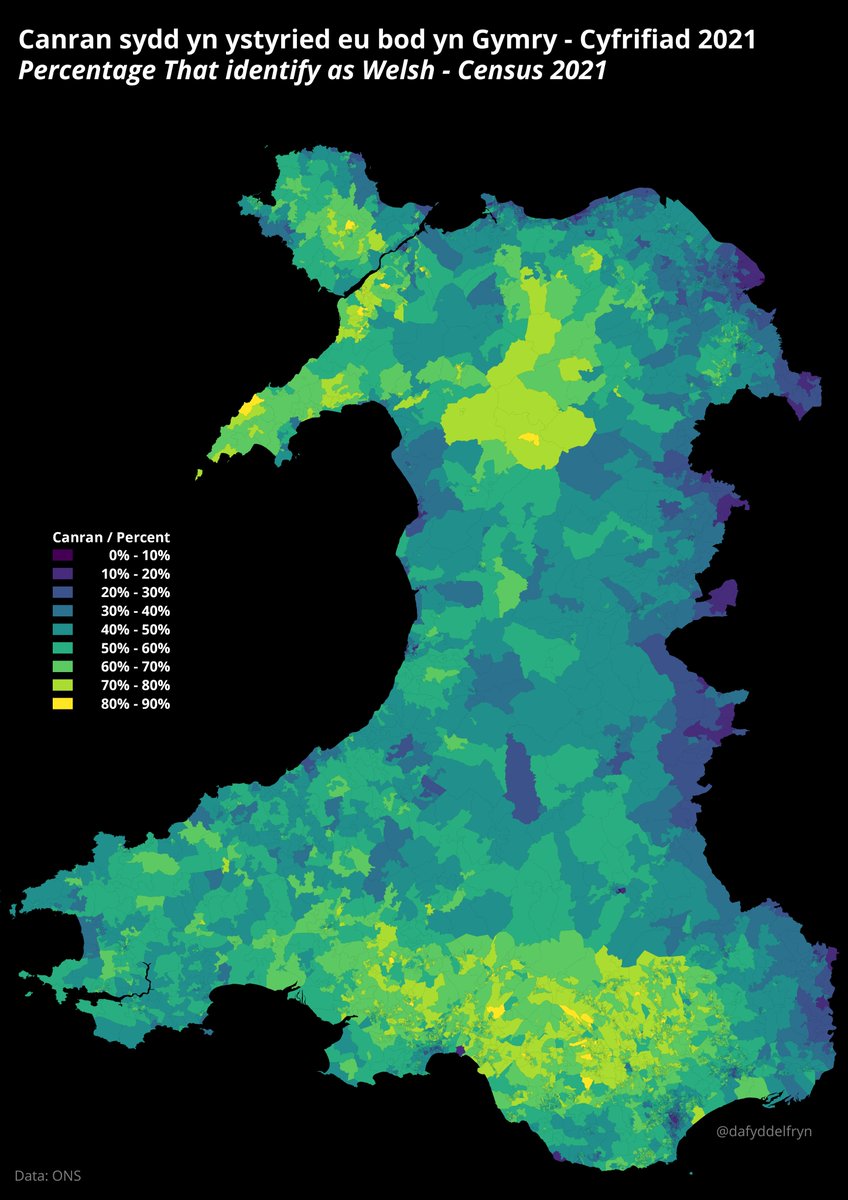 dafyddelfryn's tweet photo. Map newydd! Hunaniaeth genedlaethol Gymreig -  #Cyfrifiad2021

New Map! Welsh national identity - #Census2021 https://t.co/xLM1DsPGrK