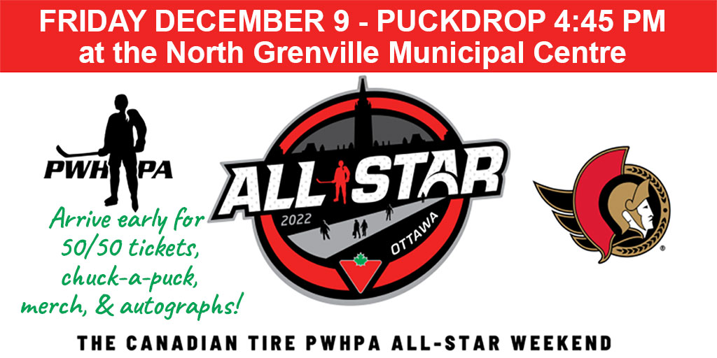 ⭐⭐ Professional #WomensHockey is coming👏 to👏 Kemptville👏!!!  

Fans can see #PWHPA's world-class players live in action as part of the larger <a href="/CanadianTire/">Canadian Tire</a> All-Star weekend in partnership with the <a href="/Senators/">Ottawa Senators</a>! 

Group rate $10/ticket; Singles - $15:  showpass.com/ctasw-adidas-v…