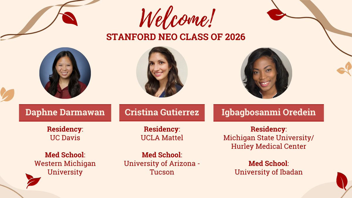We are delighted to welcome Drs. Daphne Darmawan, Cristina Gutierrez, and Igbagbosanmi Oredein to Stanford Neonatology Fellowship Class of 2026! 🎉