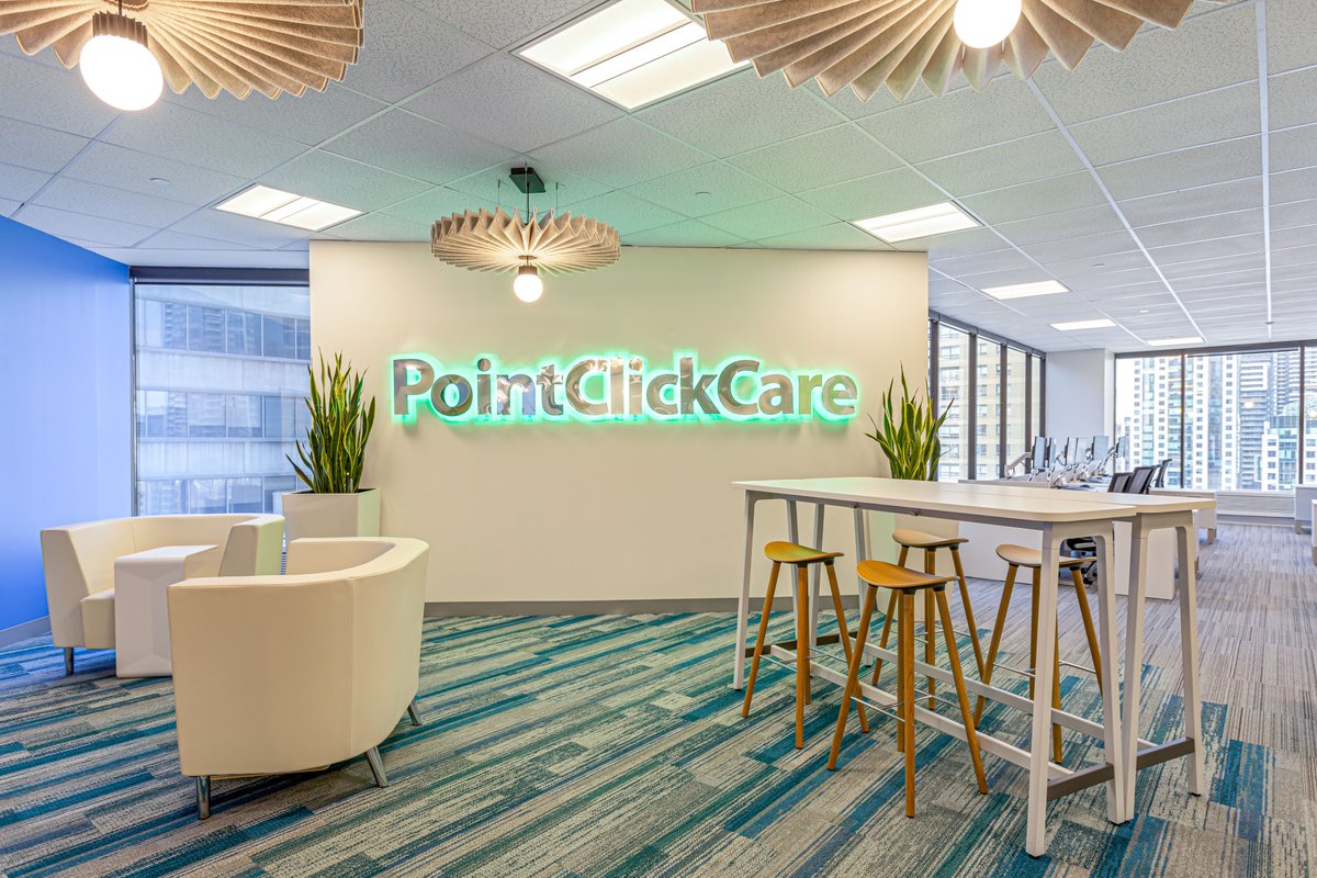 pentacongroup's tweet photo. Sharing a different view of @PointClickCare's office in Toronto! The Pentacon Group is delighted to have provided #construction management services for this longstanding client's new #workplace, designed by #CircleDesign.๐ธ: Duff Media https://t.co/vo9cxqrMrD