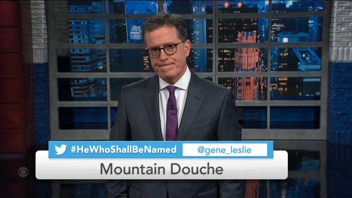 colbertlateshow's tweet photo. What should we call the former president when thereโs a story about him in our monologue?
Tweet us with the hashtag #HeWhoShallBeNamed and your submission could make it on #Colbert! https://t.co/Vadv7JDEHG