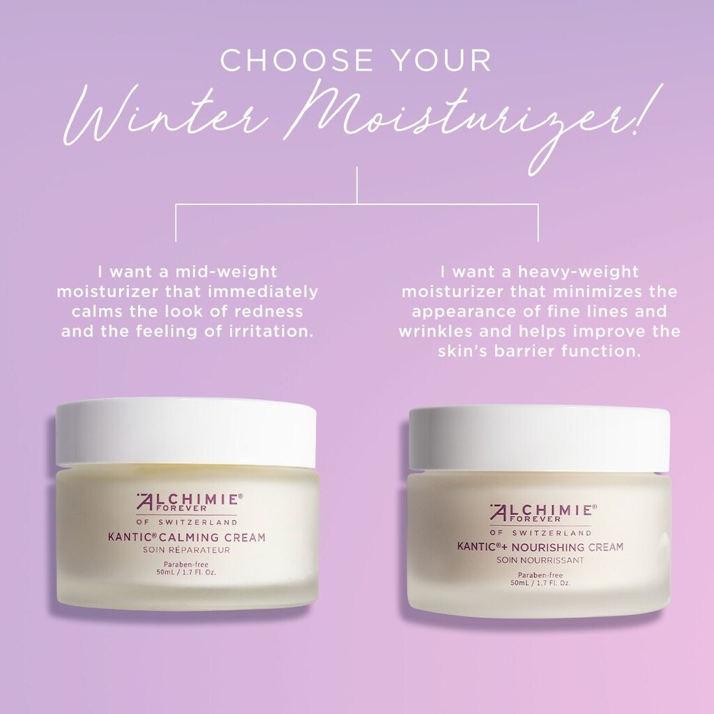 AlchimieForever's tweet photo. For a winter face moisturizer, we love the the Kantic+ Nourishing cream and Kantic Calming Cream. Whichever you choose, your skin will thank you! ☃️❄️
#AlchimieForever #NationalHealthySkinMonth
_
#SkinCare #Beauty #Health #CleanIngredients #DryS… https://t.co/5UIQlwH0pv https://t.co/XcYuj4IiKK