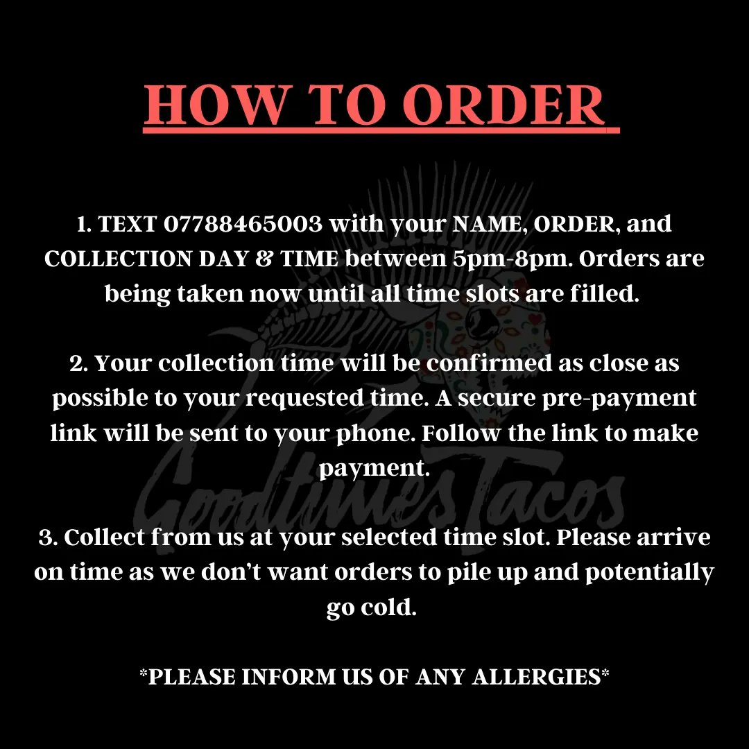 Here's the menu and pre-order info for our service <a href="/MeanEyedCatNCL/">Mean Eyed Cat</a> this Thursday.

#newcastle #ne1 #tacos