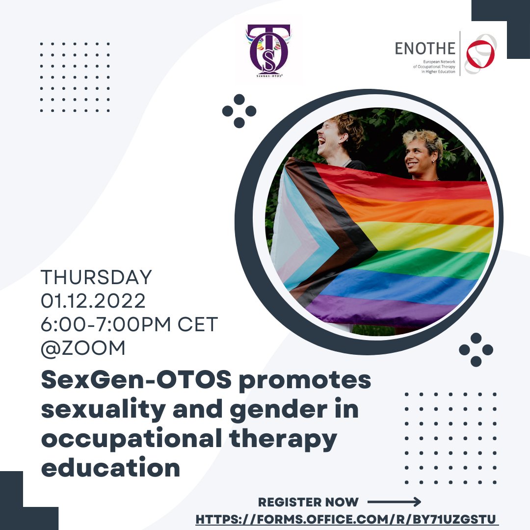 SexgenO's tweet photo. The network coordinators Jaime Daniel Leite Junior and Dr Jens Schneider will present the topic "SexGen-OTOS promotes sexuality and gender in occupational therapy education" at the ENOTHE webinar on 1 December 2022: https://t.co/oO7B5C3evp. See you there! ☺️ https://t.co/XckuKT95K8