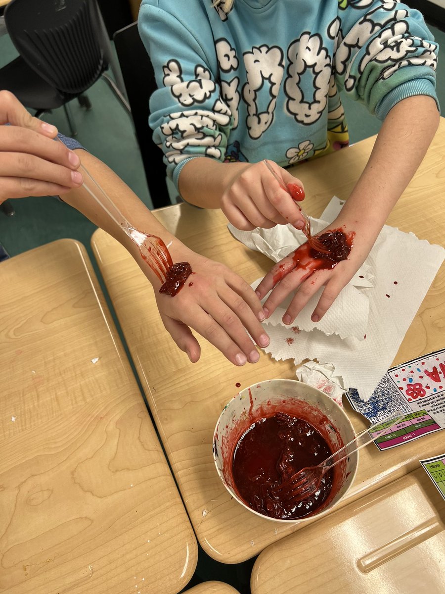 Having fun with the new science curriculum. Making blood and learning about body systems! <a href="/rvsed/">Rocky View Schools</a> <a href="/ManachabanMS/">École Manachaban</a> #grade5 #science