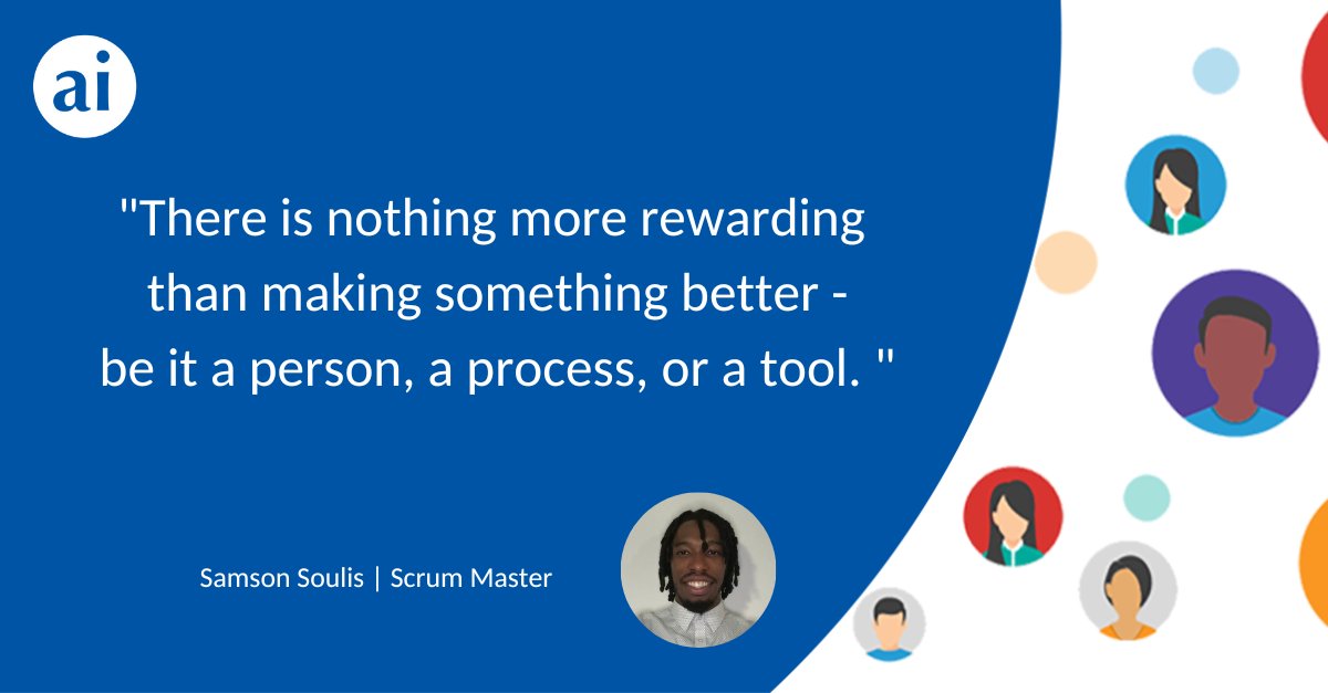 ai_Worldwide's tweet photo. For this month's Day in the Life Blog series, we spoke to ai's Scrum Master, Samson Soulis, who shared with us his favourite moments whilst working in #Teamai. https://t.co/9gxhs8lWT1
#dayinthelife #ai #aiteam #scrummaster https://t.co/rFn6Yf0QiN