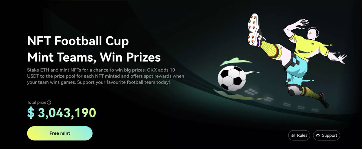 metaverse_promt's tweet photo. ⚽️Crypto Expert x 
@okx

 Football Cup NFT Campaign🔥

Each winner will get a free NFT &amp; have chance to share $3M prize pool.

To join: 
1.Fill in this form before 12/1: 
https://t.co/ztOQL6u2Gw
2.RT, ❤️, @ 3 friends https://t.co/WoYQPwr0wS