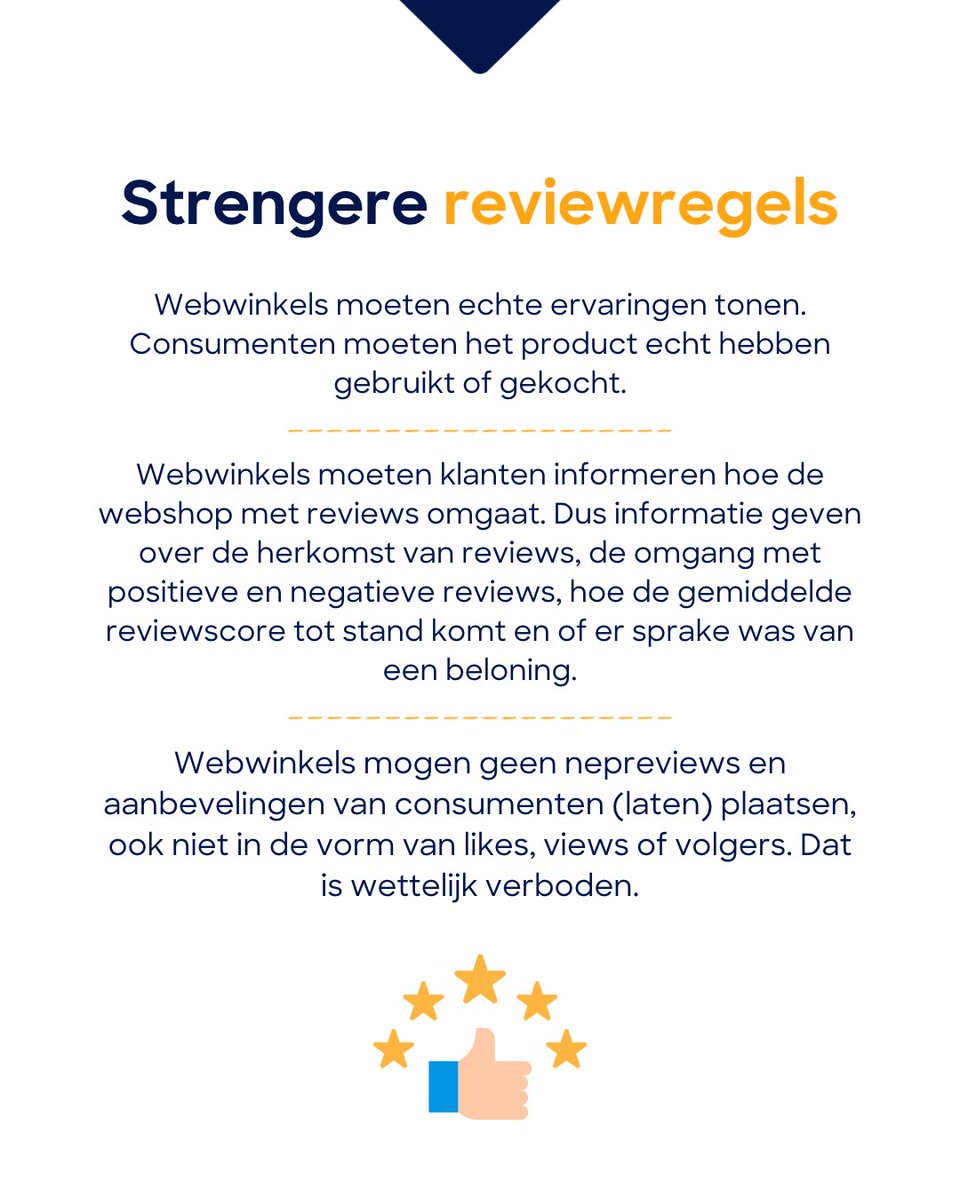 Consumentenbond's tweet photo. ⭐ Twijfel jij wel eens aan de echtheid van #reviews? Per 28 mei moeten #webwinkels met reviews voldoen aan 3 regels 👇 https://t.co/QiZ1q9giHT