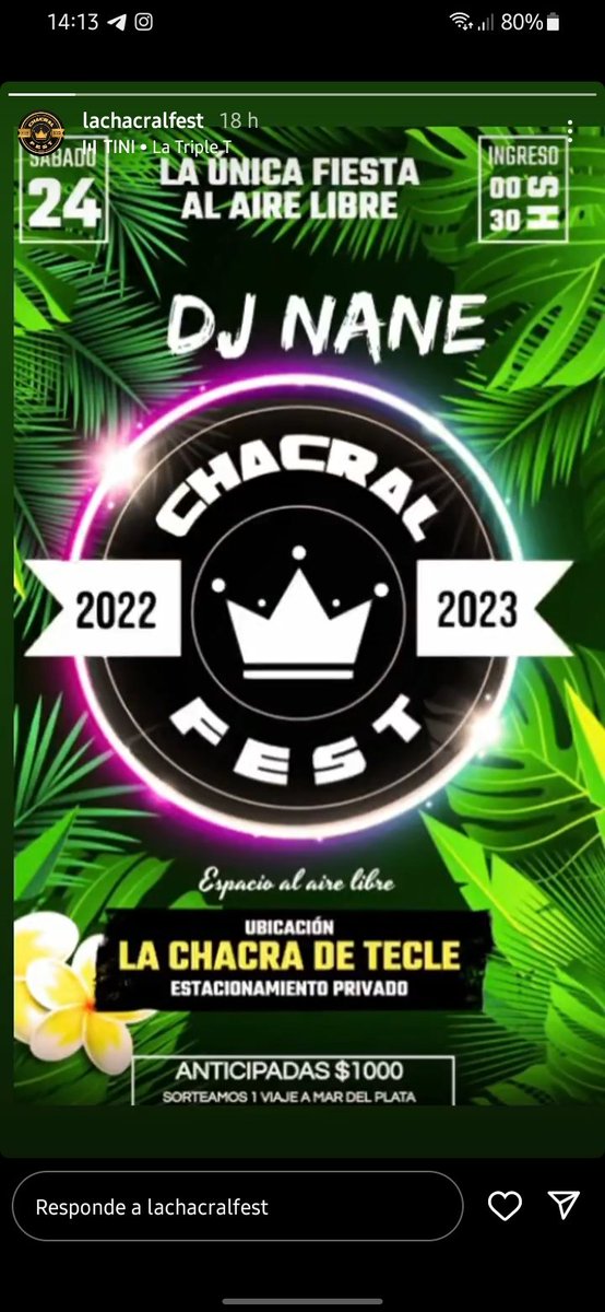 tecles_santi's tweet photo. Gente esta cuenta subió una foto que dice que hacen una joda en mi chacra y están vendiendo anticipadas,  mi familia no organiza ninguna fiesta , porfa si pueden reportar esta cuenta en ig buenismo.
No quiero problemas con nadie ,gracias. https://t.co/sy2NkGpcTo