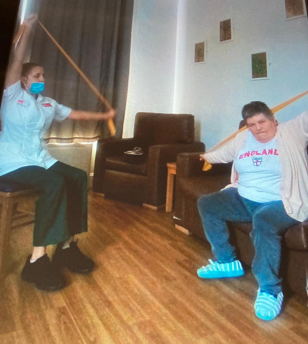 JemmaParrott's tweet photo. Day 8 of the #MovingandImprovingGames at Red Gables! Today we had the lovely Lauren from @SASPsomerset coming to experience the fun! Another home keen to increase levels of activity after seeing the joy the session brought to residents day💪🏅 https://t.co/VtJRfHc0oj