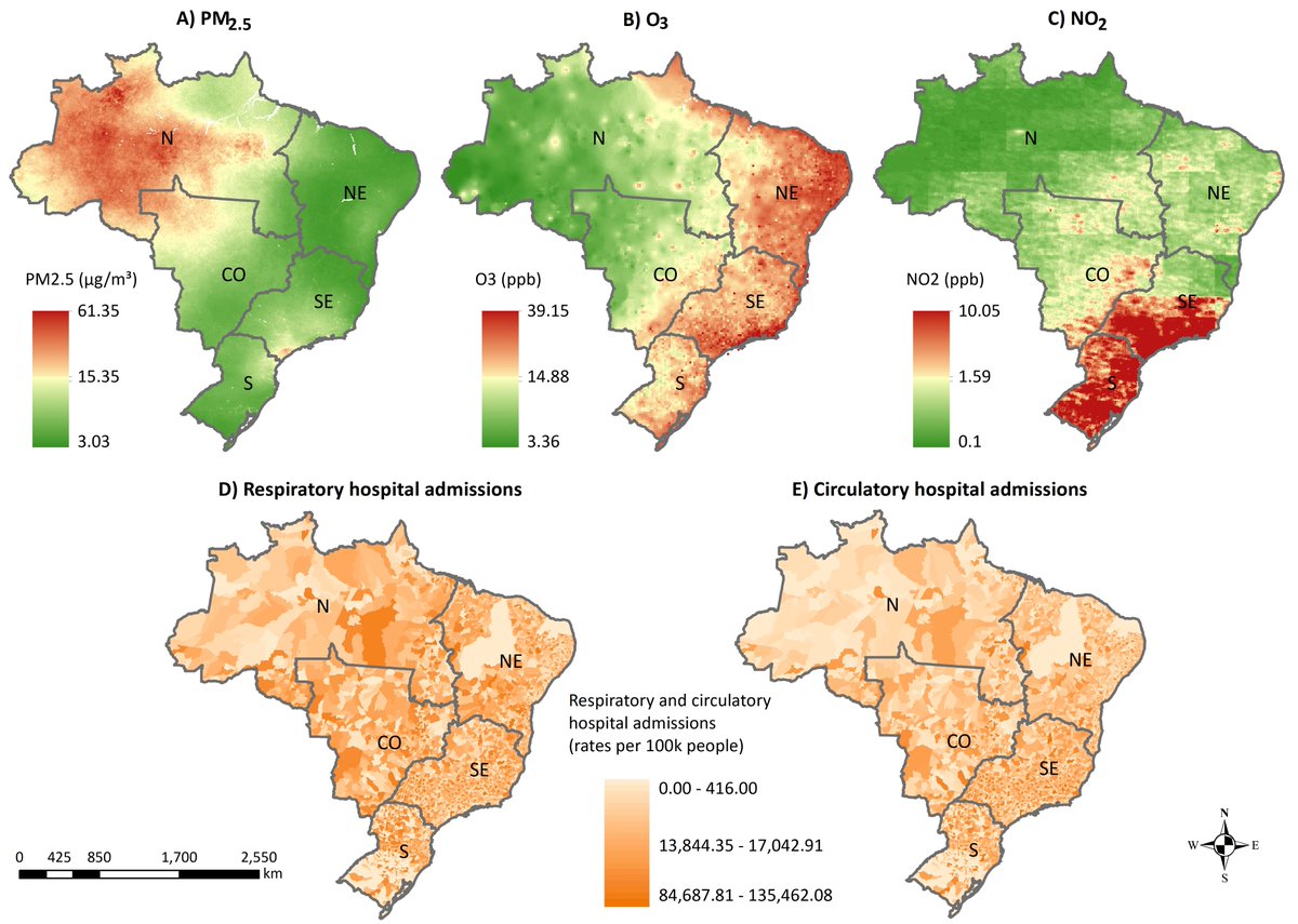 Our new study on the relationship between air pollution and hospital admissions for cardiorespiratory diseases in Brazil. Full text here: lnkd.in/dSy68GCR
Thanks to all co-authors (<a href="/HereshAmini/">Heresh Amini</a>, <a href="/AnaVicedo9/">Ana Vicedo</a>, Gladston Silva, Joel Schwartz, and Petros Koutrakis)!