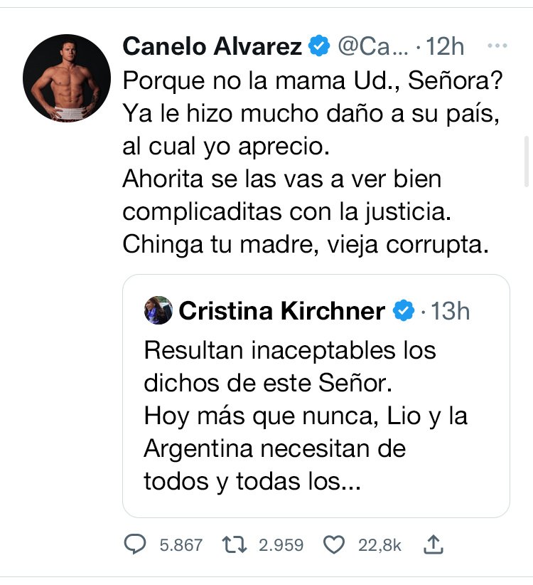 <a href="/Canelo/">Canelo Alvarez</a> Eso habla muy bien de vos, igual en lo unico q tuviste razon fue en esto 👇🤣🤣🤣🤣 y te apoyo