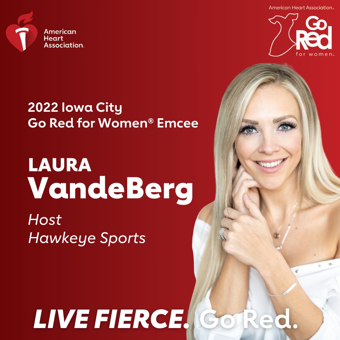 AHAIowa's tweet photo. We’re excited to welcome back @Laura_VandeBerg of @TheIowaHawkeyes as emcee of the Iowa City Go Red for Women Luncheon! #ICGoRed
It’s all happening Friday, Dec. 2. Learn more at https://t.co/lpLRZChkJd https://t.co/iNA617W9Fd