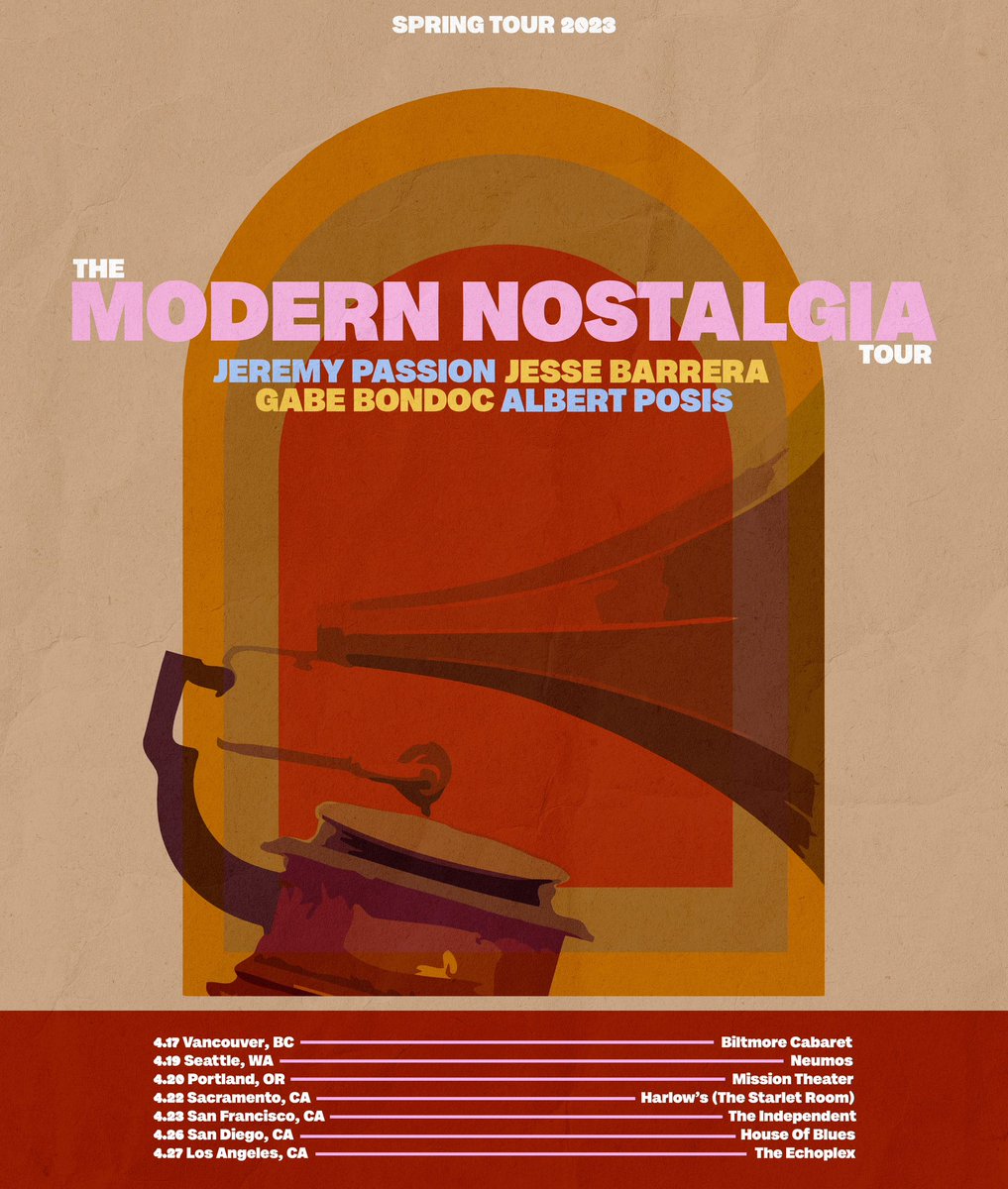 We're going on tour!! #TheModernNostalgiaTour goes down the west coast April 2023. We can't wait to see all of you and play all the classics past and present. Public tickets go on sale Friday at 10AM. Los Angeles and San Diego go on sale TOMORROW (link in bio) & SPRING TOUR 2023