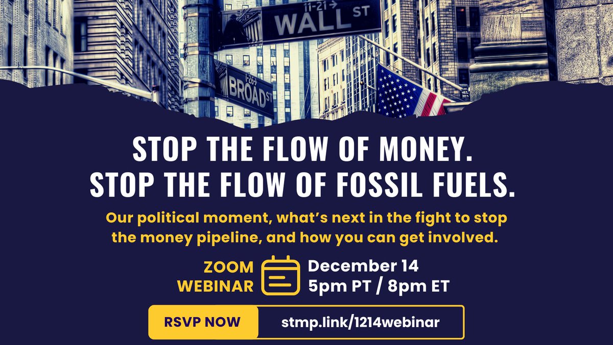 Wall Street continues its status quo with trillions of 💸 invested in fossil fuels. 

What’s next for the STMP &amp; Co. and #BlameWallStreet? Time to call out banks, insurers &amp; investors funding fossil fuels ​​➡️stmp.link/1214webinar