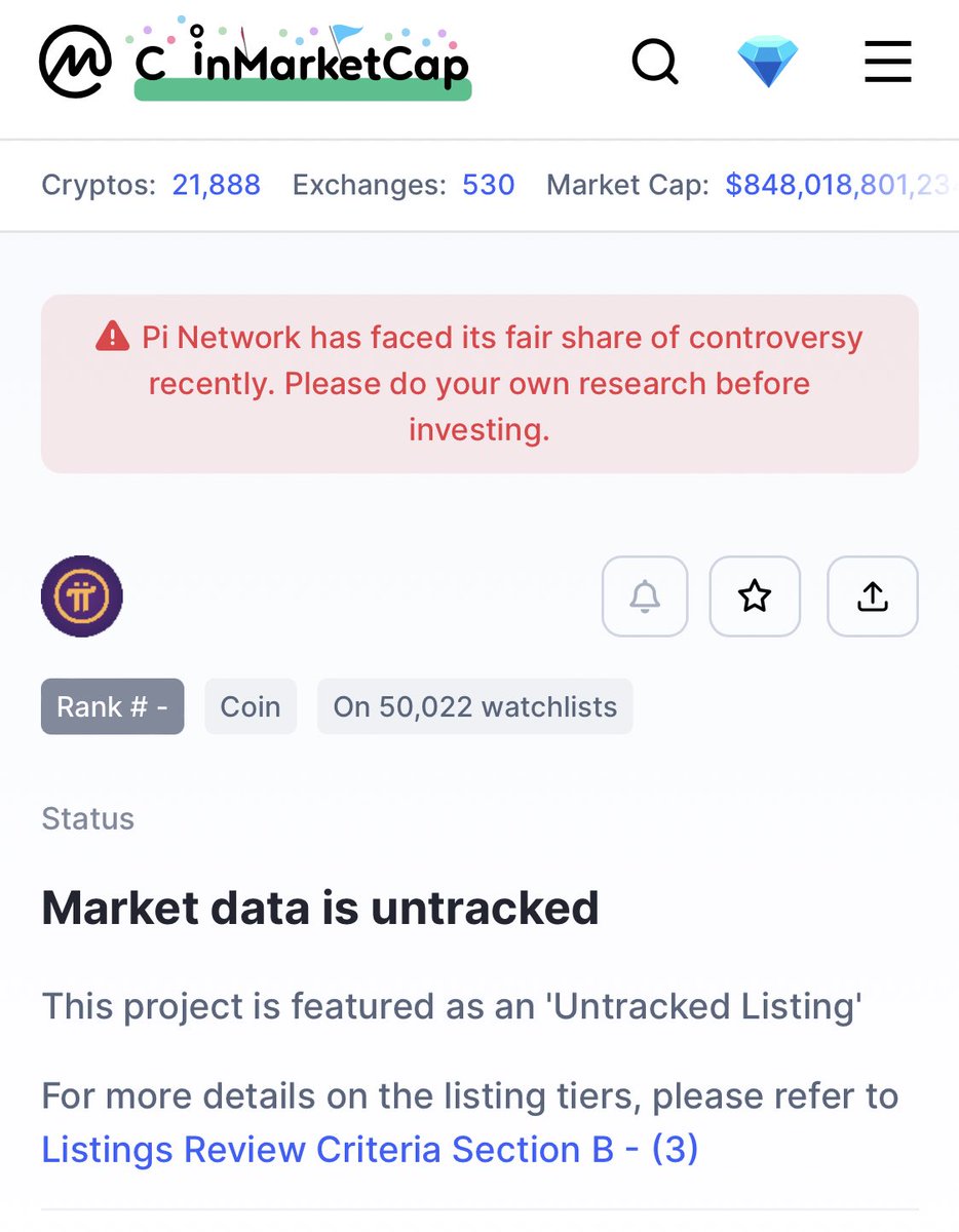 ibcig's tweet photo. Pi Network already listed on CoinMarketCap with over 50,000 people added this coin in their watchlists. However, data still untracked because $PI coin is not live yet.

@PiCoreTeam 

Link : https://t.co/a23GliXNwc

#PiNetwork https://t.co/JrVrhz3PHU