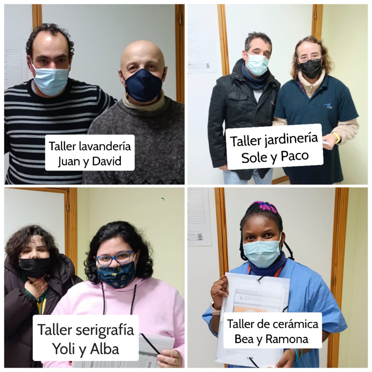 Lo prometido 🙇

👋🏻Os presento a los delegad@s y subdelegad@s de #Sufragio <a href="/GrupoAMAS/">Fundación AMÁS</a> <a href="/AytoLeganes/">Ayuntamiento de Leganés</a>

👉Juan y David, Servicios, manipulados y lavandería
👉Sole y Paco, Jardinería y artesanía en madera
👉Yoli y Alba, Diseño creativo y serigrafía 
👉Bea y <a href="/RSimpampa/">Ramona Bolopa Simpampa</a>, Arte y cerámica