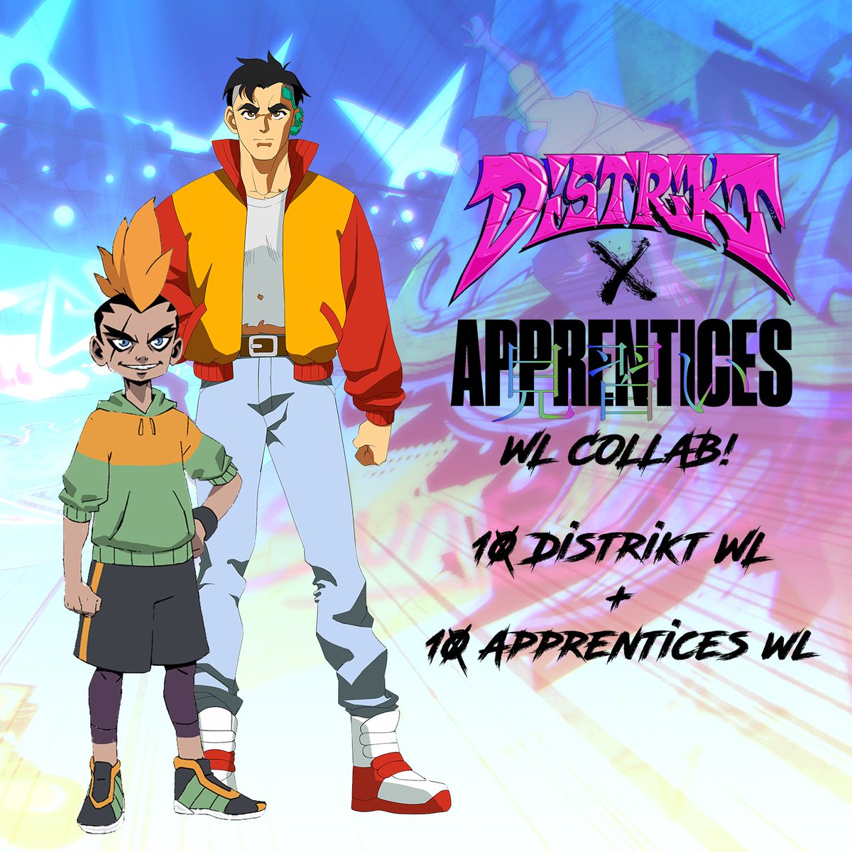 ApprenticesCNFT's tweet photo. We are glad to announce this collaboration!🤜🤛

We are giving away:
🎁10 x Apprentice WL
🎁10 x Distrikt WL + Discord Access

⚡️Like, RT and tag a friend that loves animation.
⚡️Follow @DISTRIKTCNFT &amp; @ApprenticesCNFT 

Winner's announced this Saturday in our twitter space! https://t.co/1otuY97tek