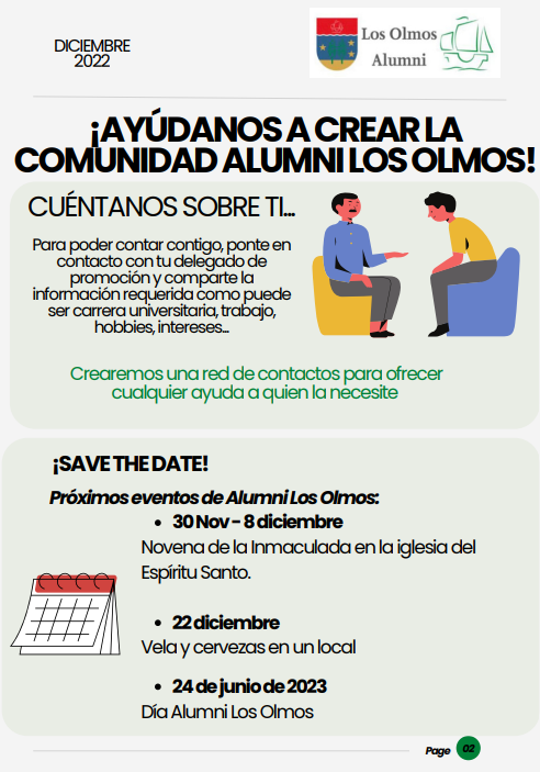 ALUMNILOSOLMOS's tweet photo. Con todos vosotros, la nueva revista de antiguos alumnos del colegio en su primera edición.

¡Todas las novedades de Los Olmos Alumni en nuestra NEWSLETTER! 🗞📰 https://t.co/IgJF6nosG5