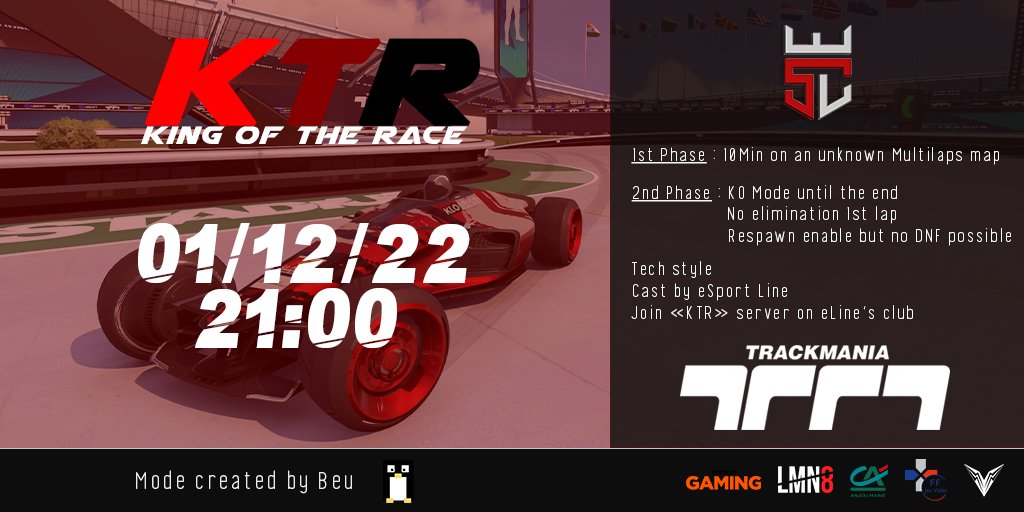 Demain premier jeudi du mois, c'est donc jour de KTR !

<a href="/SamuelGuiet/">Samuel "Elix'iR" G.</a>  et <a href="/PinguTMRL/">JAHPingu</a>  se font une joie de vous présenter la quatrième édition de la KTR sur Trackmania !

Quel fou du volant l'emportera pour cette édition ? Réponse demain soir dès 21h sur twitch.tv/esportline