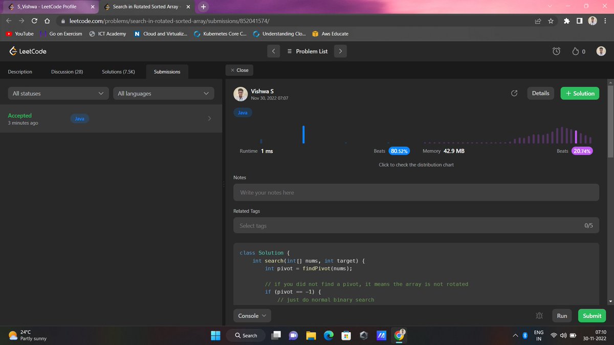 Vishwask_22's tweet image. Hey Guys!
#100DaysOfCodeChallenge: Day67-68, Solved 1 problem in #Leetcode and continued @kunalstwt's #DSAJava Bootcamp. Yesterday I had a great discussion on #ProblemSolving with my friend @Brabu_Offl, he guided me to solve same problems in a different ways.
#DSAWithKunal
