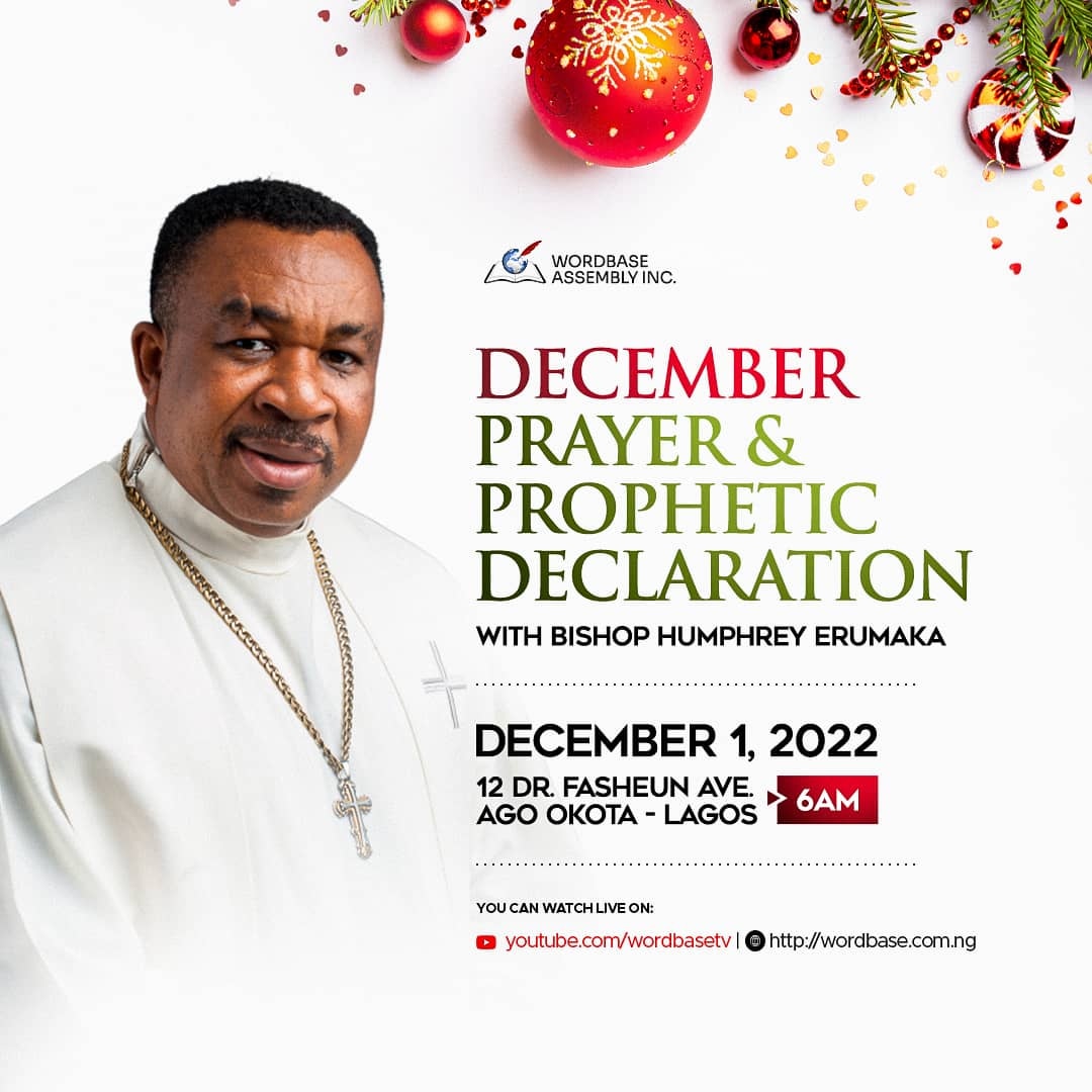 WordBaseHQ's tweet photo. December Prayer and Prophetic Declarations service.
1st December 2022
6am.
#WordbaseAssembly https://t.co/nG6wDz1Tej