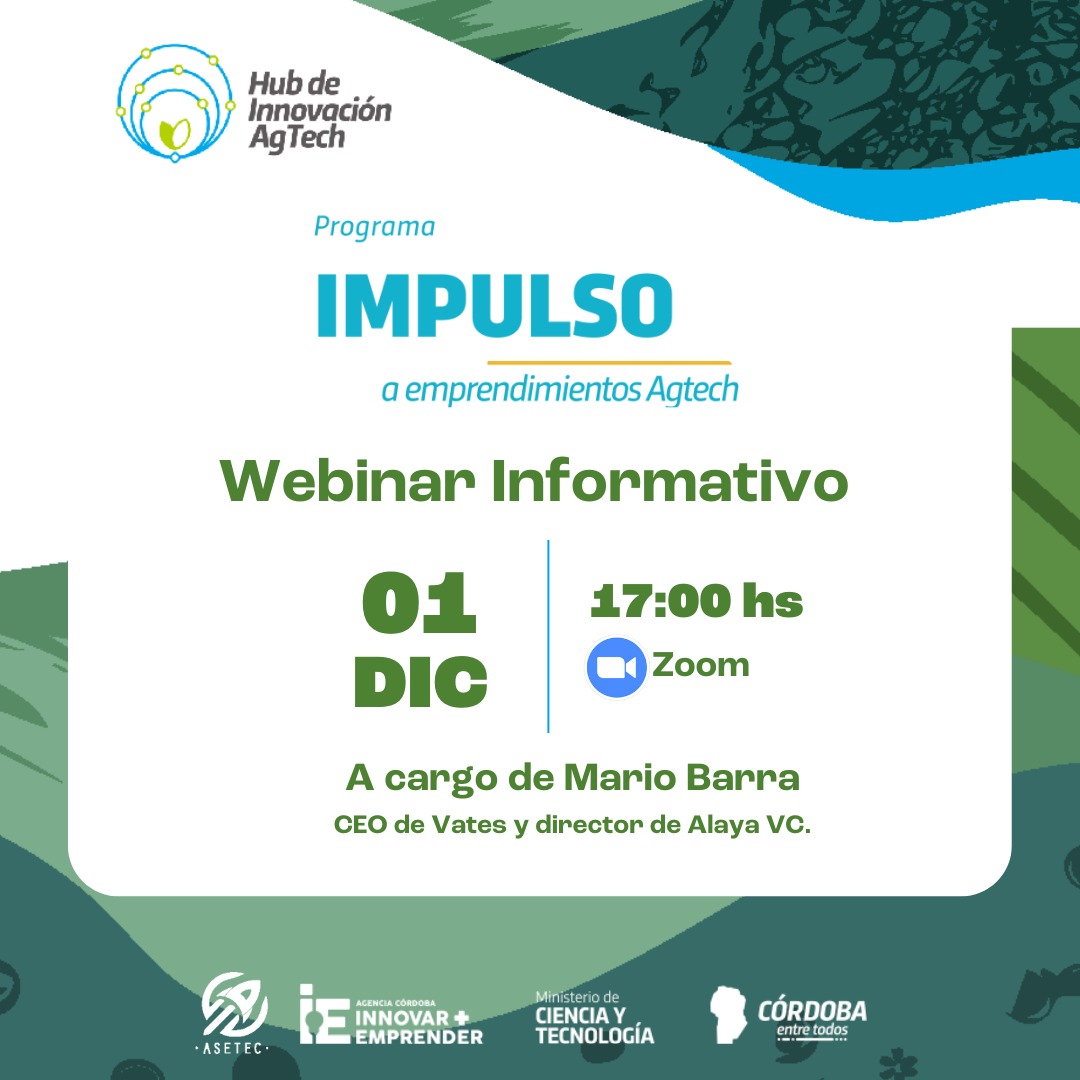 Webinar informativo programa aceleración AGTECH - mailchi.mp/ce91b4b75b58/i…
Link para inscripcion us06web.zoom.us/meeting/regist…
