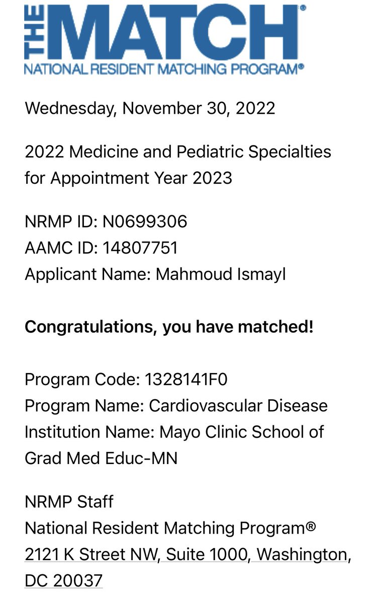 I MATCHED AT MAYO CLINIC!! 🫀🎉 Absolutely honored and thrilled to join my dream program for Cardiology Fellowship! Extremely grateful for everyone that supported me along the way! #Match2023 #CardioTwitter
