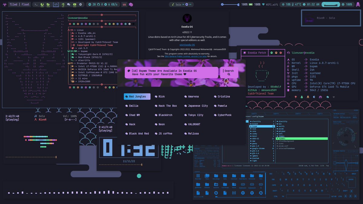 N1tr0g3nX's tweet photo. Exodia OS
A highly customized arch-based distro For All Cybersecurity fields.
Comes with BSPWM pre-configured with 18 themes and security tools for all tracks of cybersecurity.
https://t.co/hInws0NuIe
#Infosec #CyberSecurity #Hcking #KaliLinux #ParrotOS #Python https://t.co/BrXJEFyo6I