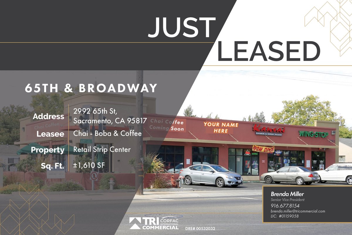 TRIcommercial's tweet photo. Just Leased - Chai cafe and Boba Tea Concept going into former Starbucks, located at 56th St and Broadway in Sacramento. See this Business Journal Article for more information: https://t.co/2KdvHQzJU8

#Retail #TRI #TRICommercial #Coffee #Sacramento #CSUS #Chai #RealEstate https://t.co/hi65R01lMz