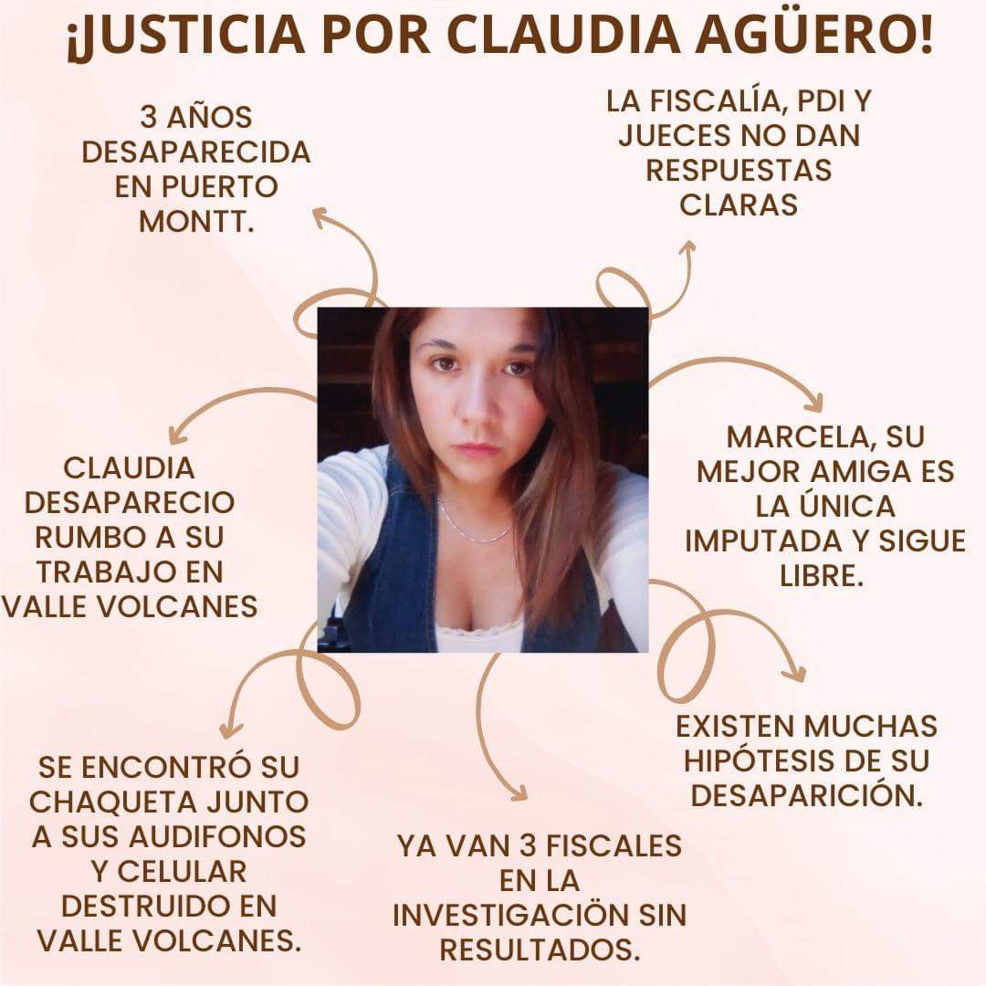 #Justiciaporclaudiaagüero #Puertomontt #tresaños #desaparecida #PDI #fiscalía #jueces #carabineros