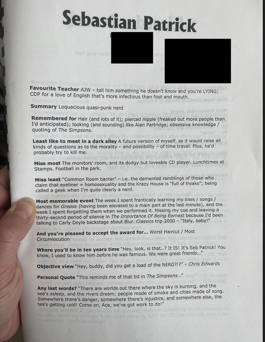 gwynforthewyn's tweet photo. @ianiansymes Seb ever show you his old yearbook page? I assume he did, but still.
I redacted the DOB and address/email address.
AJW here is the same Mr. Whittaker from my long thread ☺️
#SebPatricksDay https://t.co/eEiEaS2jC5