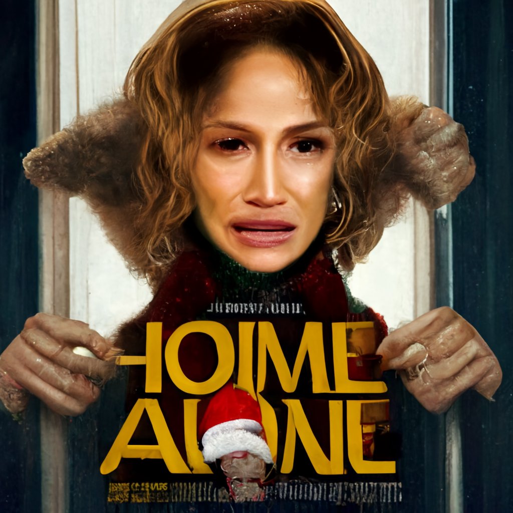 AutoLifehacker's tweet image. Move over, McCauly!

Prompt: &quot;Home Alone starring J-Lo&quot; #HomeAlone #JLo #JennyFromTheSuburbs #MidJourney #AI #AIArt #GenerativeArt