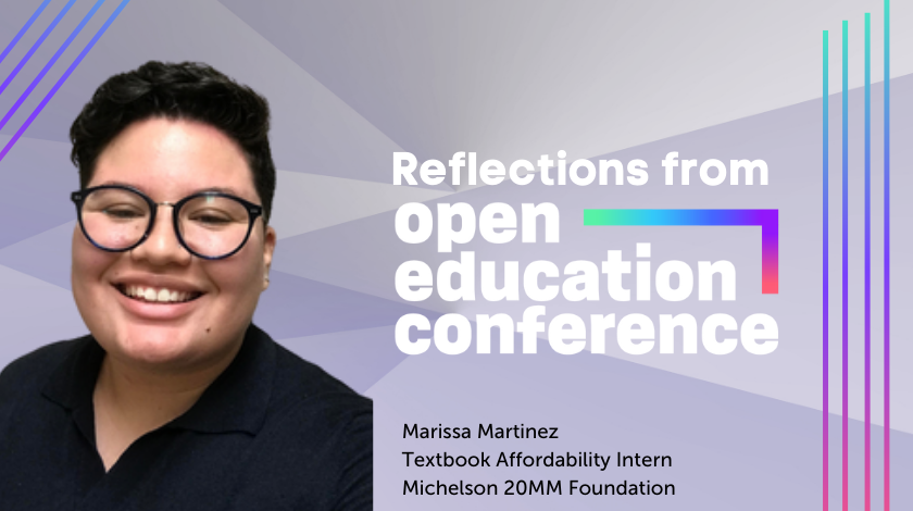 Michelson20MM's tweet photo. “Students deserve to pursue a degree for the sake of an education with no strings attached.” Recent @UCMerced graduate and @calcomcolleges alumni spoke on their experience with the @heyopened ’22 conference #OER 

Learn more: https://t.co/BTkoMv8BTw https://t.co/IjGACcB6QW