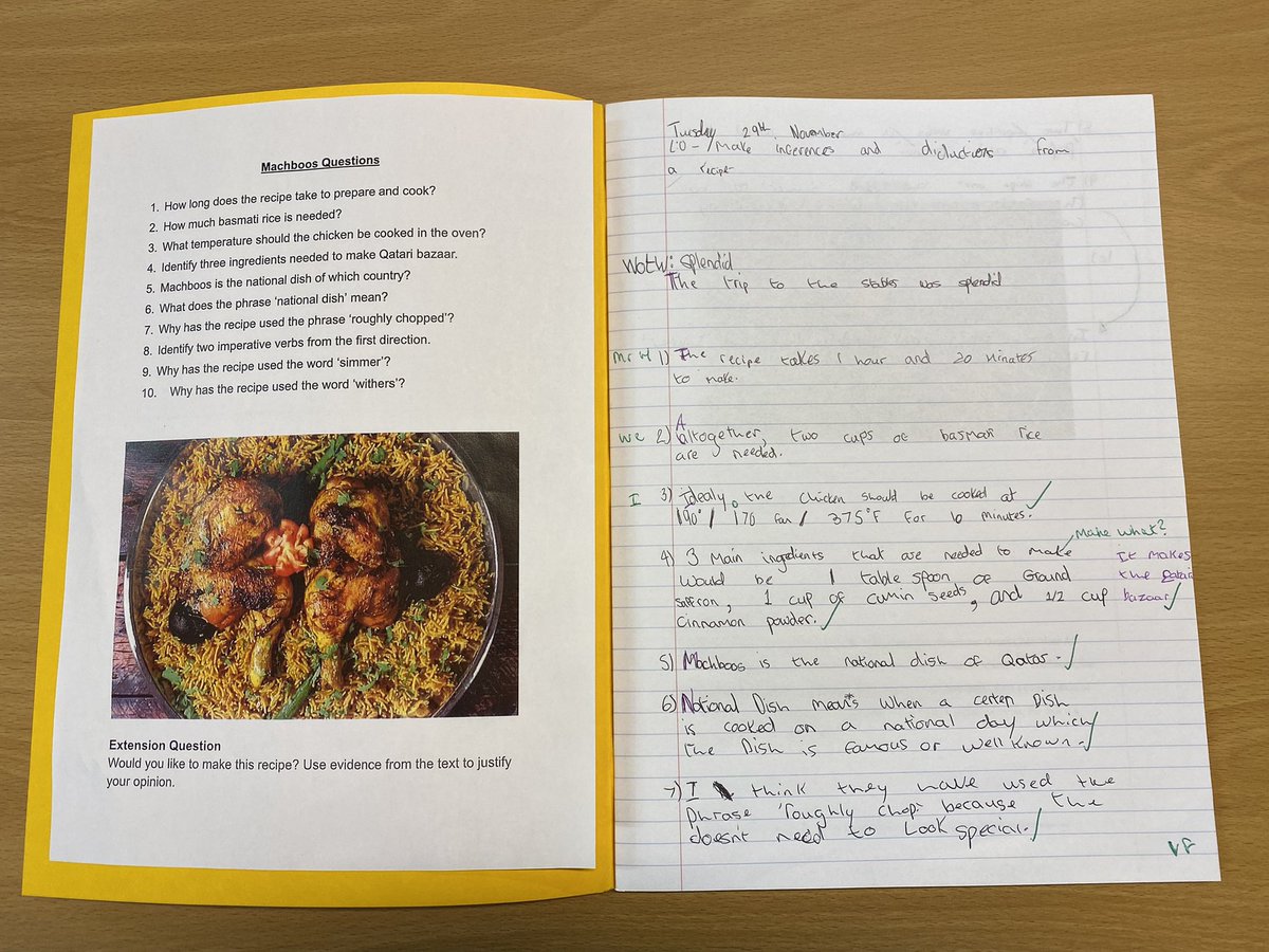 In English lessons at <a href="/PhoenixPark_/">Phoenix Park Academy</a> this week, we have been working on retrieval, inference and deduction skills by engaging with a recipe for the Qatari national dish machboos! 🇶🇦🥘 #ThisIsAP #WeMakeADifference #CulturalCapital