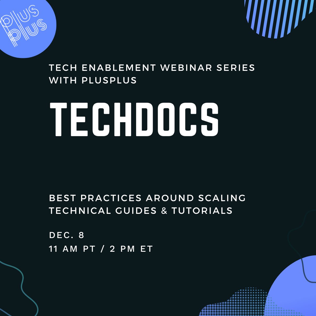 plusplus's tweet image. Learn how companies like @spotify, @LinkedIn, @Shopify, and @netflix manage #techdocs at our upcoming webinar.
plusplus.co/events/guides-…