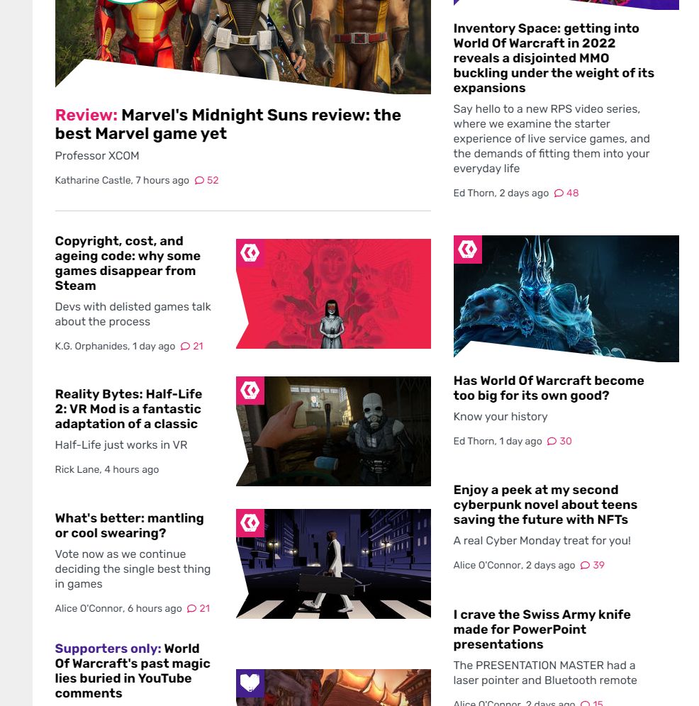 The homepage of <a href="/rockpapershot/">Rock Paper Shotgun</a> at the moment is an onslaught of fun and uniquely RPS-y features. Great work by @Byrneinator and team: rockpapershotgun.com