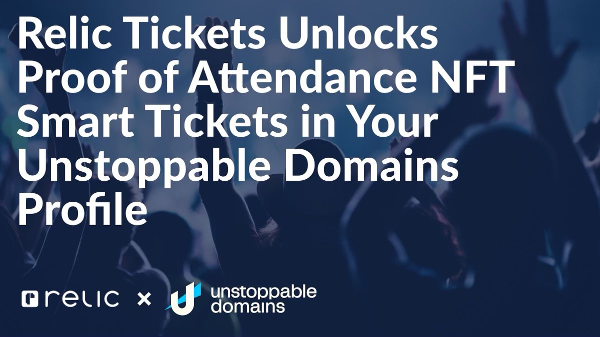 RelicTickets's tweet image. Who’s ready to tie in their digital identity with their 🎟️?

Verify your presence and show off unforgettable experiences at music concerts, conferences, sporting events &amp;amp; more in your @unstoppableweb profile 🎸🏈

Read our latest blog to learn more unstoppabledomains.com/blog/relic-tic…