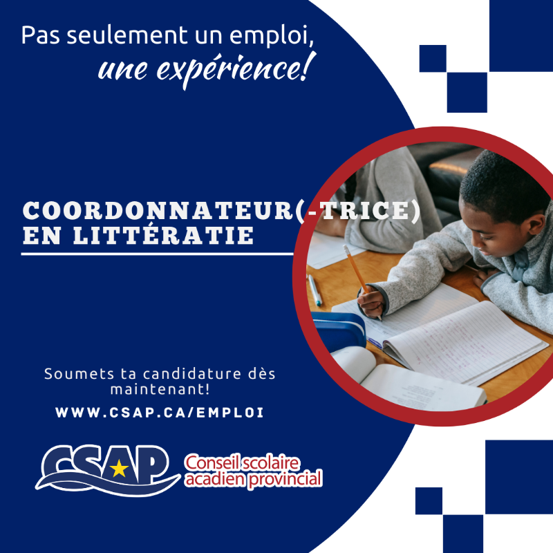 CSAP_Officiel's tweet photo. Pas seulement un emploi, une expérience! 💥

Nous sommes à la recherche d’un(e) coordonnateur(-trice) en littératie terme pour combler notre équipe! 👥

#Emploienfrançais #CSAP #Acadie #Expérience

Postuler ou partager 👇