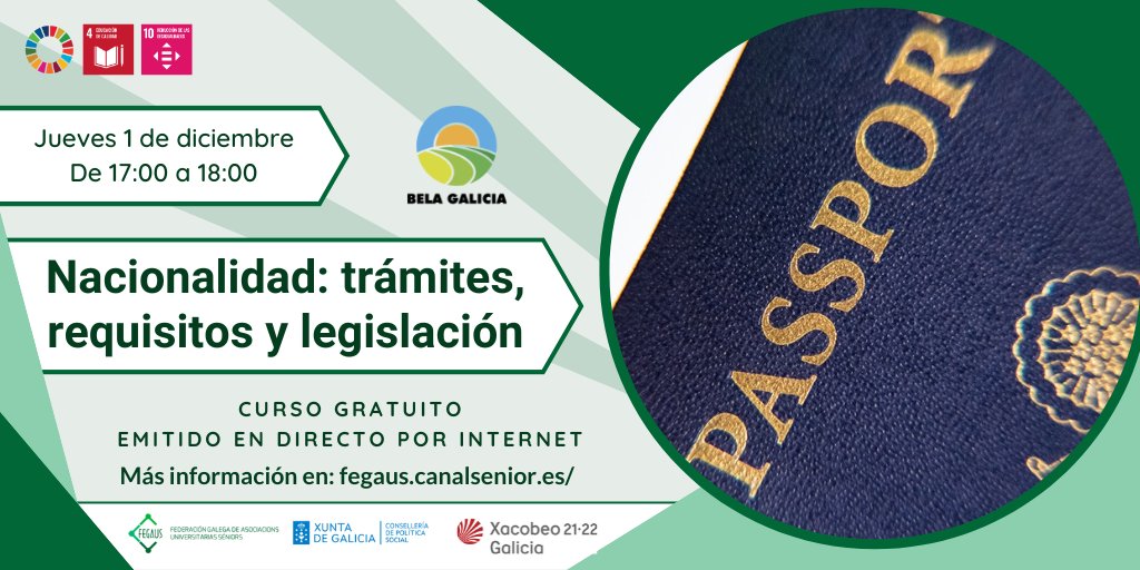 💻 ¿Qué trámites se necesitan para obtener la nacionalidad? ¿Qué documentos hay que aportar? ¿A dónde dirigirnos? Responde estas y más preguntas en esta clase online de #CanalSénior y <a href="/Tutelarte1/">Tutelarte</a>
📅 Jueves 1 de diciembre a las 17:00
👉 𝗔𝗽𝘂́𝗻𝘁𝗮𝘁𝗲: canalsenior.es/actividades/na…