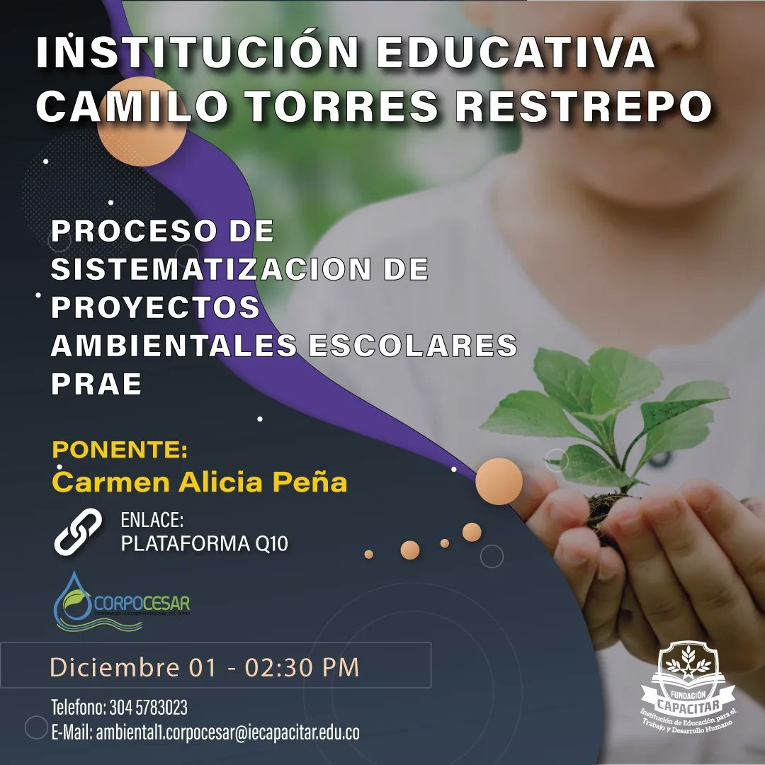 funcapacitar's tweet photo. INFORMACIÓN IMPORTANTE
✅Corpocesar y Fundación Capacitar los invitan cordialmente, a la Reunión virtual* PROCESO DE SISTEMATIZACIÓN DE PROYECTOS AMBIENTALES ESCOLARES PRAE*
Fecha: Jueves 01 de Diciembre
Hora: 2:30 pm
✅El link se estará enviando momentos antes @Corpocesar https://t.co/dOkAT7F6ct
