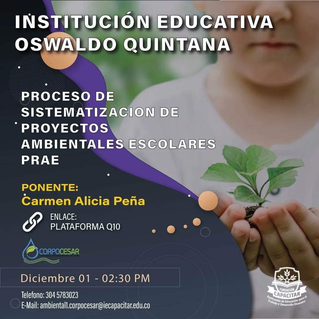 funcapacitar's tweet photo. INFORMACIÓN IMPORTANTE
✅Corpocesar y Fundación Capacitar los invitan cordialmente, a la Reunión virtual* PROCESO DE SISTEMATIZACIÓN DE PROYECTOS AMBIENTALES ESCOLARES PRAE*
Fecha: Jueves 01 de Diciembre
Hora: 2:30 pm
✅El link se estará enviando momentos antes @Corpocesar https://t.co/dOkAT7F6ct