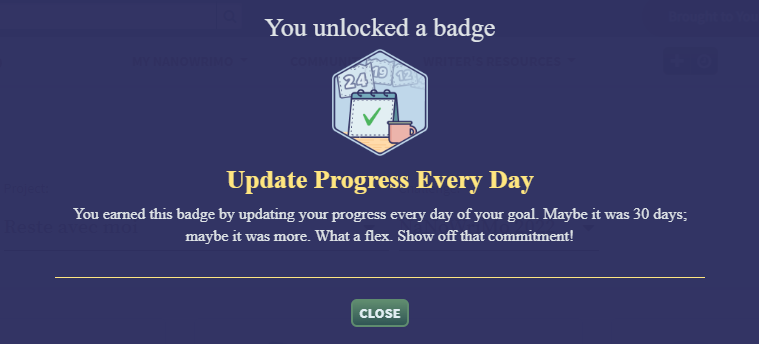 Audiematis's tweet photo. #NaNoWriMo2022 Jour 30 : Et de un badge !
Plus qu'à passer les 50k (il me reste 155 mots) 🔥 #RoadTo50k
#NaNo #ResteAvecMoi #Writing #NaNowrimo https://t.co/GifS7vFXLG