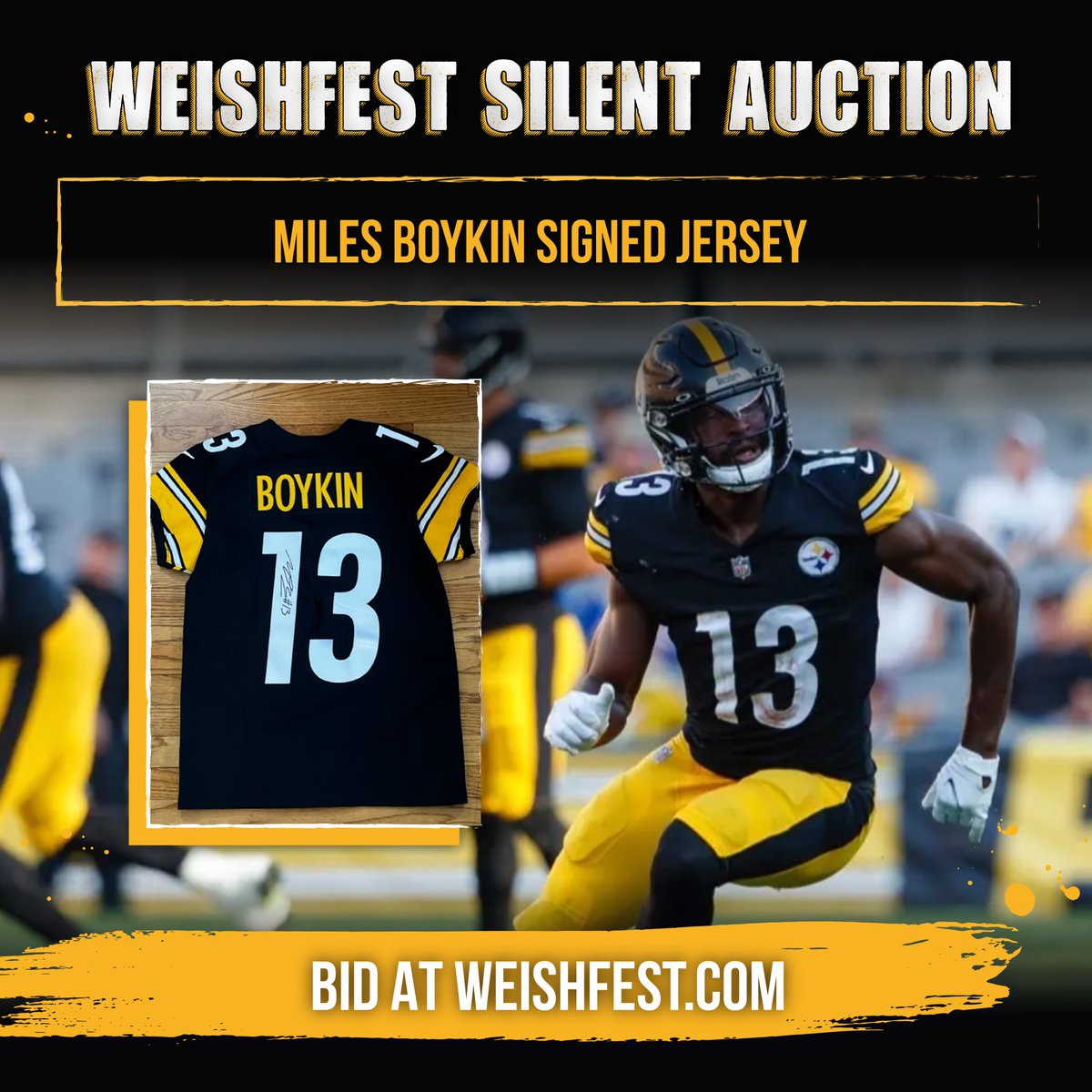 🚨 CALLING ALL SPORTS FANS! 🚨 Now is your chance to bid on memorabilia you can’t get anywhere else: bit.ly/3FgVYhN. @MBoykin814 signed jersey @Marcus_Freeman1 signed football @JalenHurts signed football @AlexBars_ W4E spikes