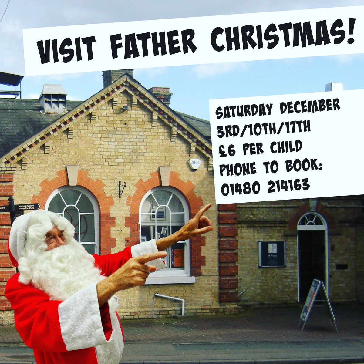 THIS SATURDAY!!!! 🎅 🎅 🎅 

Our very own Father Christmas will be  in his specially decorated grotto waiting to greet you and deliver an early gift to you! 🎁 💝 

You can book by ringing the museum on 01480 214163, £6/child and we have slots free 11am to 4pm!🎄