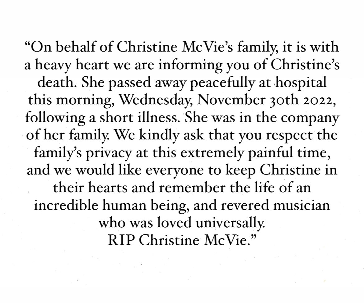 Rest In Peace Christine McVie