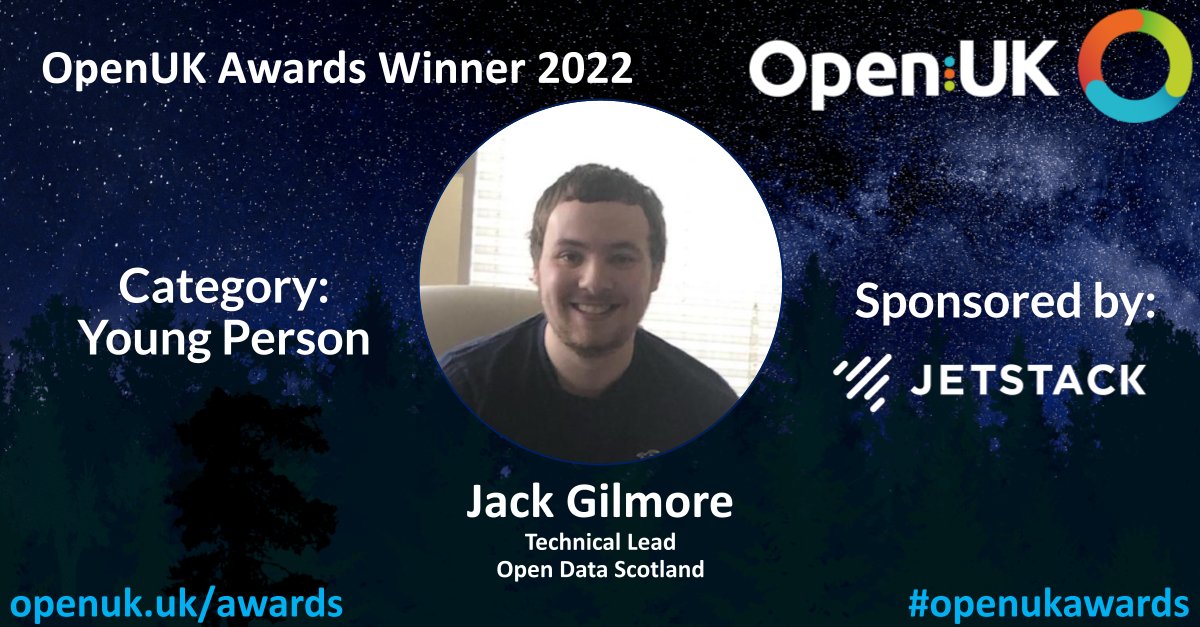🥳 Congratulations to Jack Gilmore <a href="/YesImJack/">Jack jackgilmore@mstdn.social</a> winner of the @OpenUK_UK 2022 Awards Young Person Category sponsored by @JetStackHQ  #openukawards #DEI #futureleaders #opensource #openuk