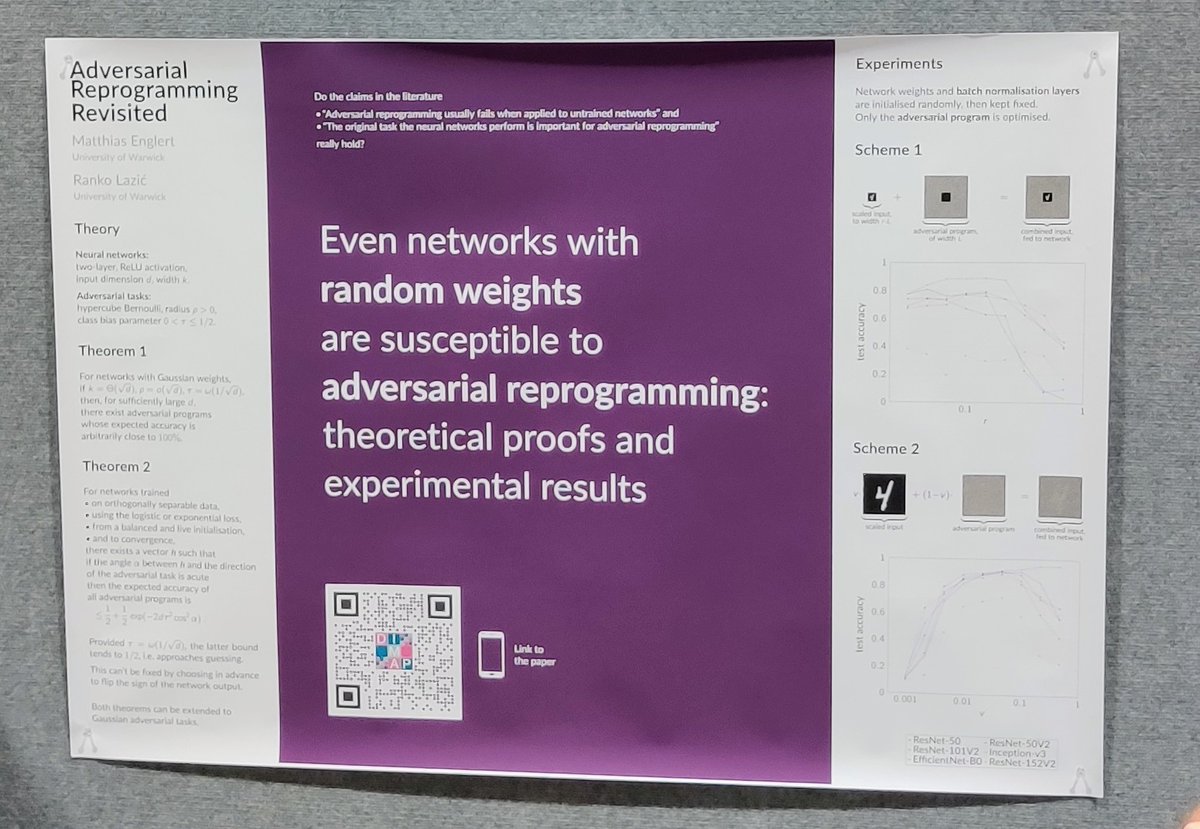 Callidior's tweet photo. Really like that some presenters at #NeurIPS2022 adapt their poster designs to the extremely crowded format: Put main research question &amp; findings prominently in the center. Describe your method with a brief statement and illustrative diagram. Details go to the sides. https://t.co/0BJrFTlELx