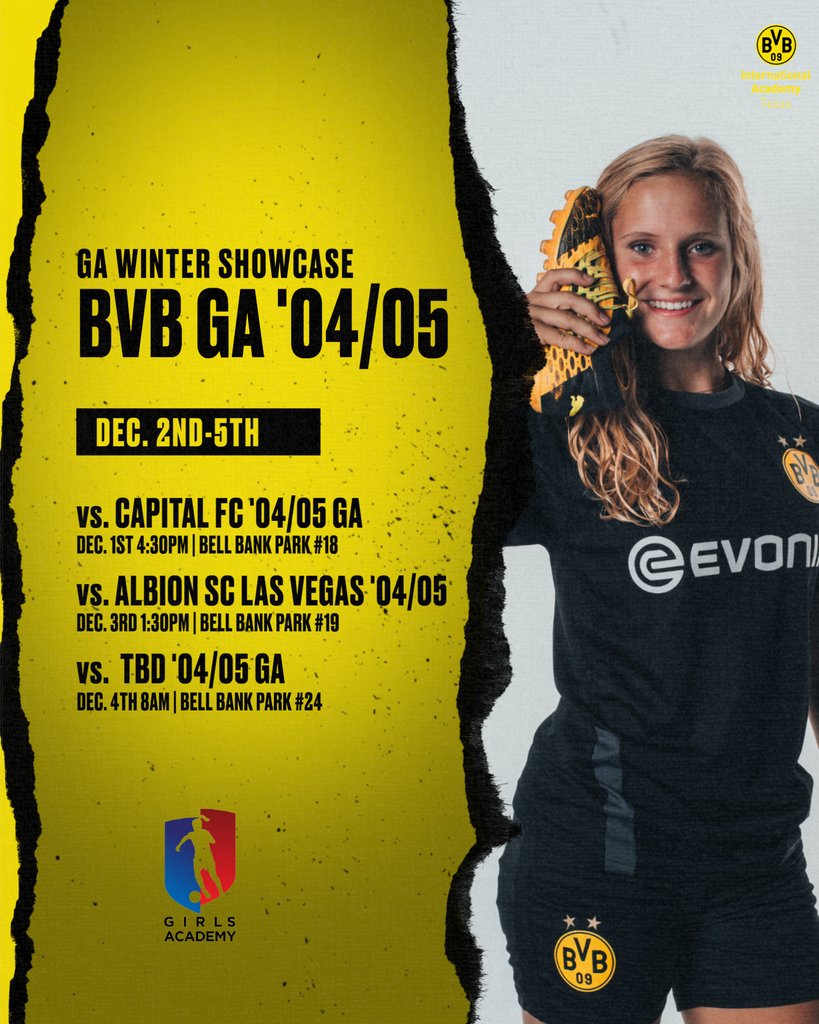 Good luck to our Girls Academy teams heading out to Mesa, AZ this week for the Girls Academy Winter Showcase.

#bvbdna

<a href="/GAcademyLeague/">Girls Academy</a> <a href="/topdrawersoccer/">TopDrawerSoccer</a> <a href="/prepsoccer/">Prep Soccer ⚽️</a> <a href="/imcollegesoccer/">College Soccer Truth ™</a>
